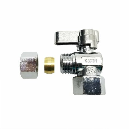 Thrifco Plumbing 5/8 Inch Comp x 1/2 Inch Comp Quarter Turn Brass Angle Stop Valve 4406465